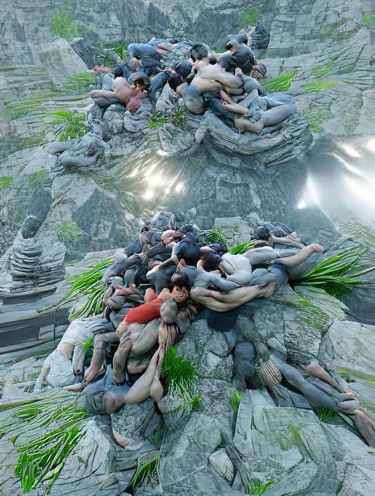 Dynamic Martial Artists Form Human Pyramid