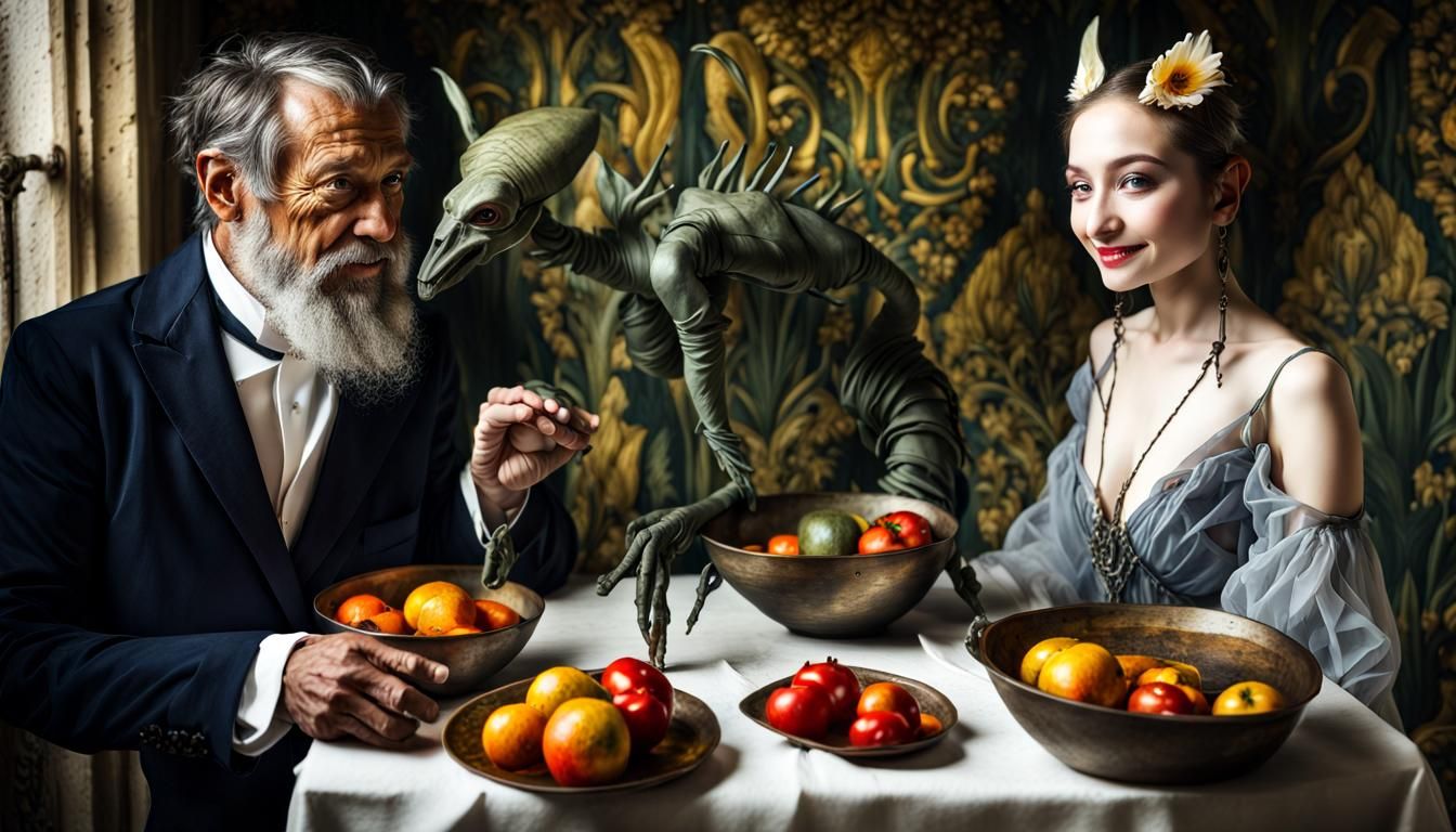 Diverse Aliens in Exotic Fashion, Photorealistic