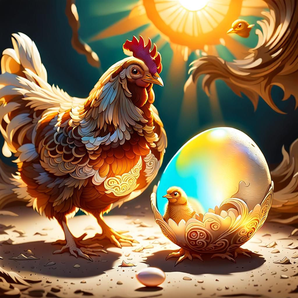 Golden Chick Hatching: Storybook Illustration