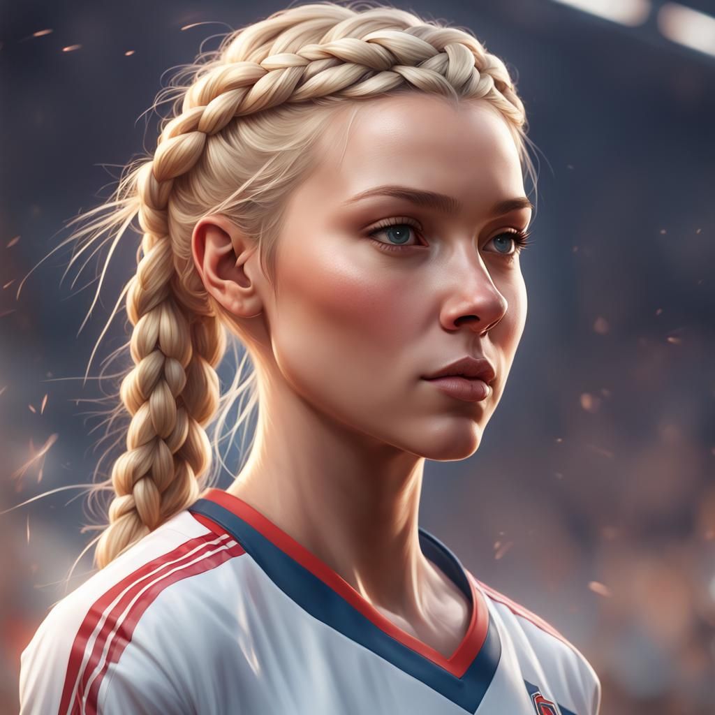 Blonde Braided Soccer Player Portrait