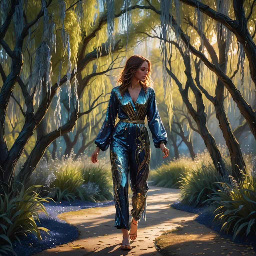 Girl on Willow Path: Fantasy Concept Art