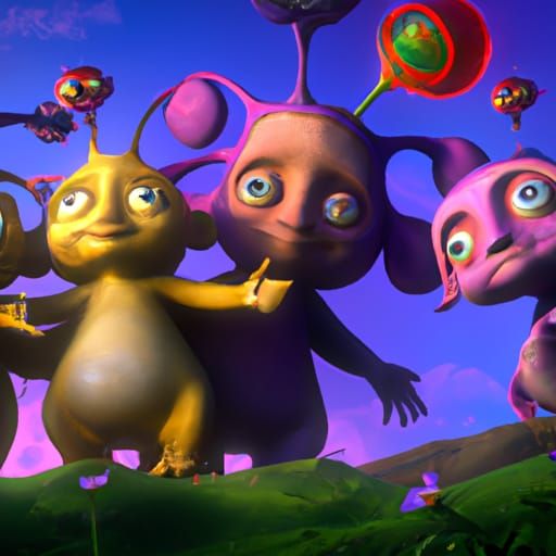 Dark Fantasy Teletubbies Concept Art in 8K