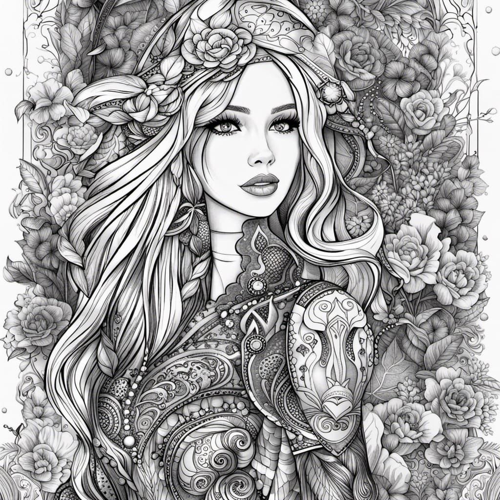 Barbie Fashion Outfits in Detailed Line Drawing