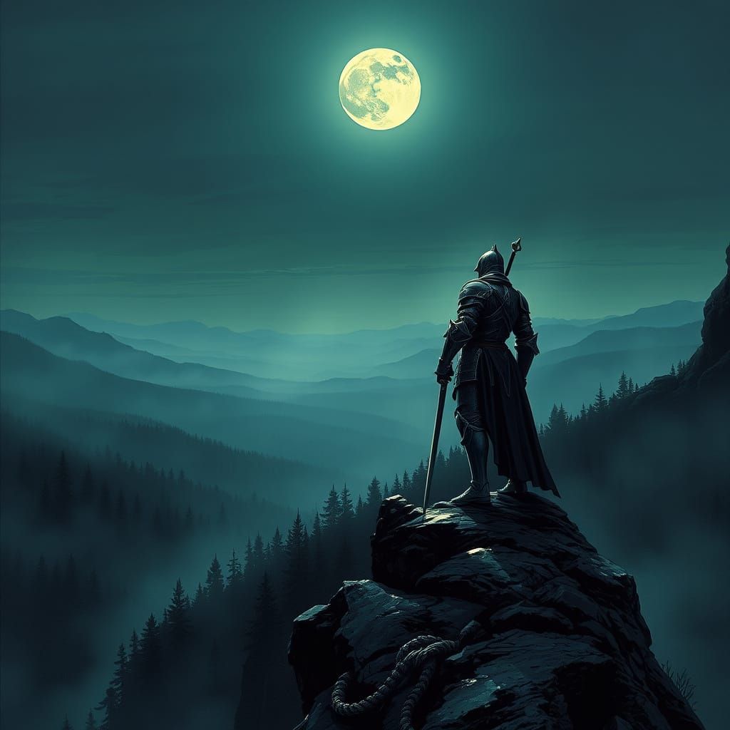 Moonlit Knight in Dark Fantasy Style