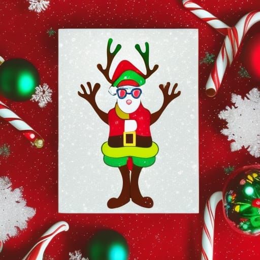 Festive Christmas Reindeer in Candyland Art Style