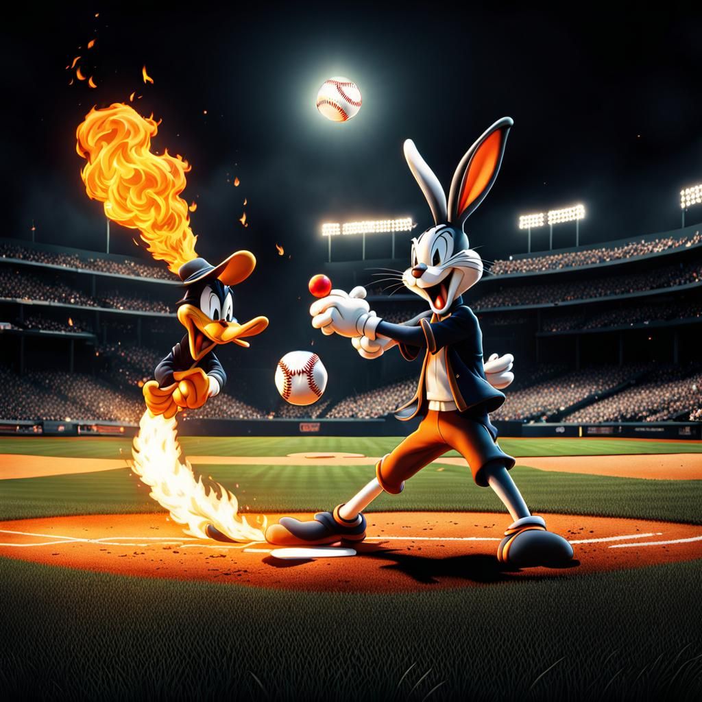 Bugs Bunny and Daffy Duck Baseball Game