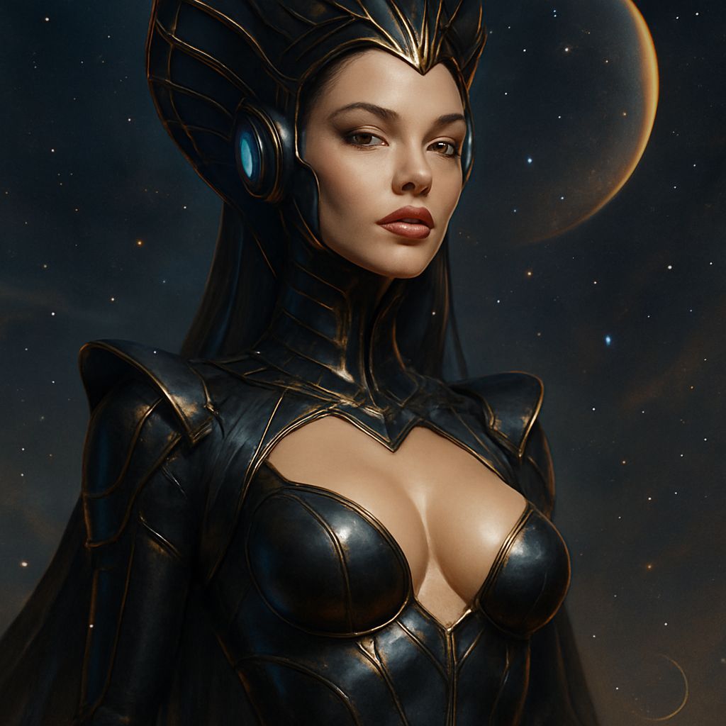 Hyperrealistic Sci-Fi Space Queen of Sensual Allure
