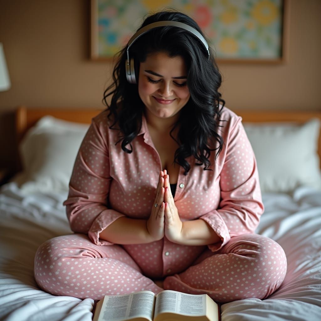 Woman Praying Portrait with Christian Vibe