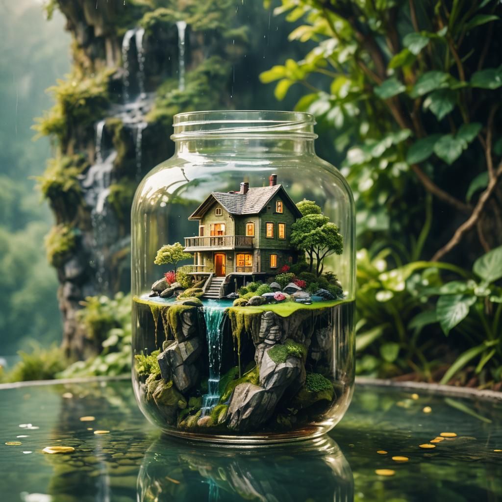 Surreal Cliffside House in Glass Jar: Architectural Photogra...