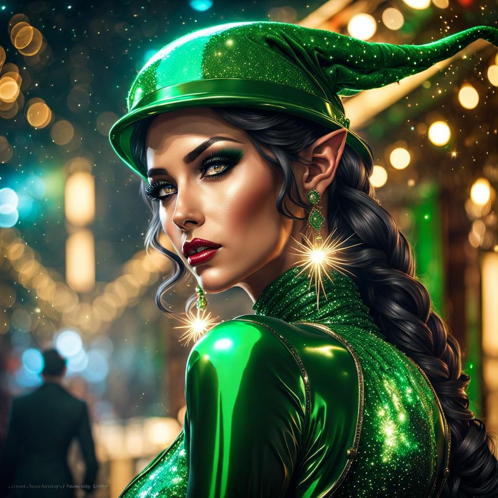 Beautiful Christmas Elf Portrait in Fantasy Art Style