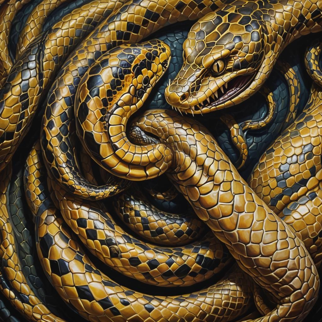 Surreal Snake Bite in Abstract Expressionism