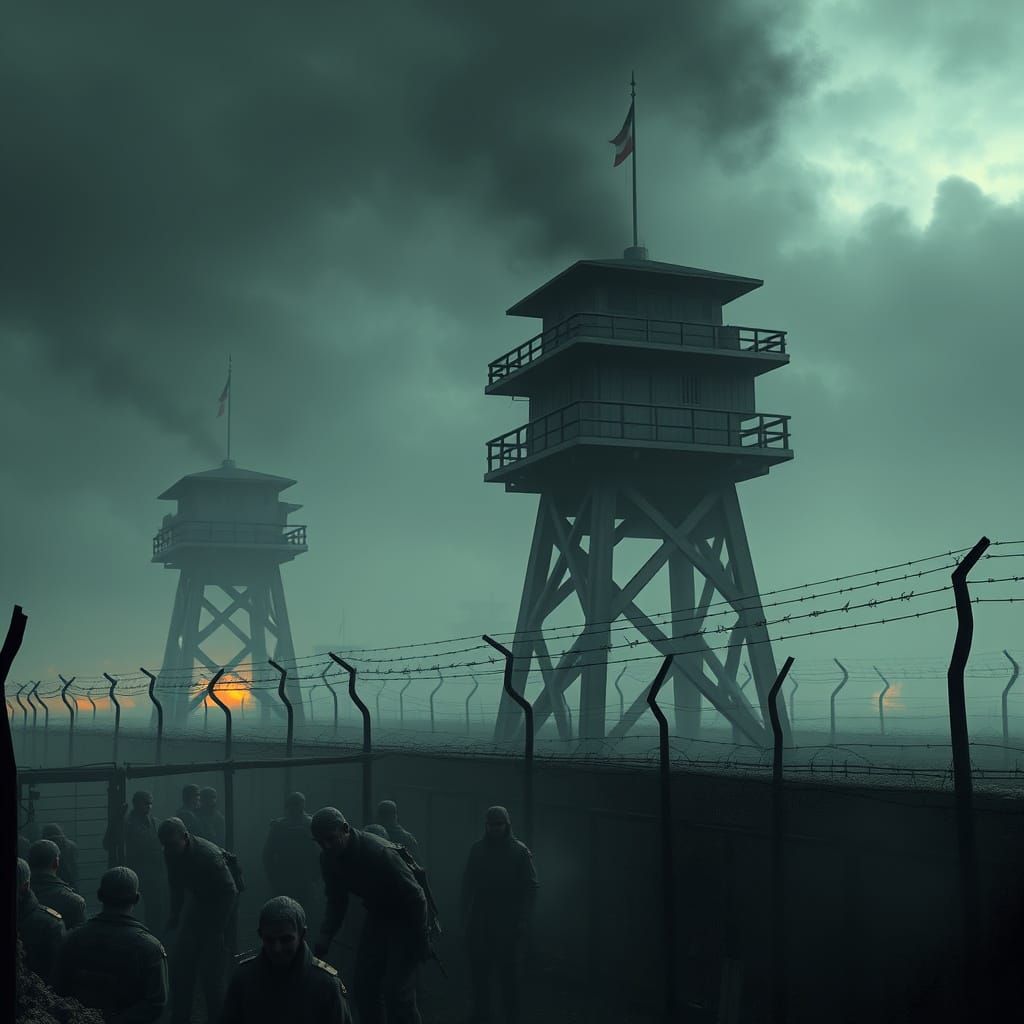 WW2 German Internment Camp in Vibrant, Fantastical Detail