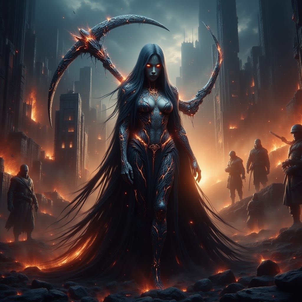 Ethereal Grim Reaper on Dystopian Battlefield