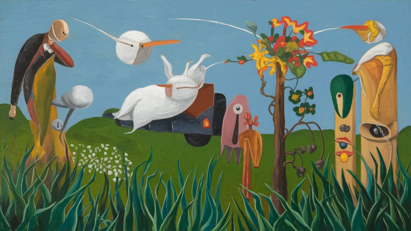 Surrealist Painting Grass is Greener by Rafal Olbinski