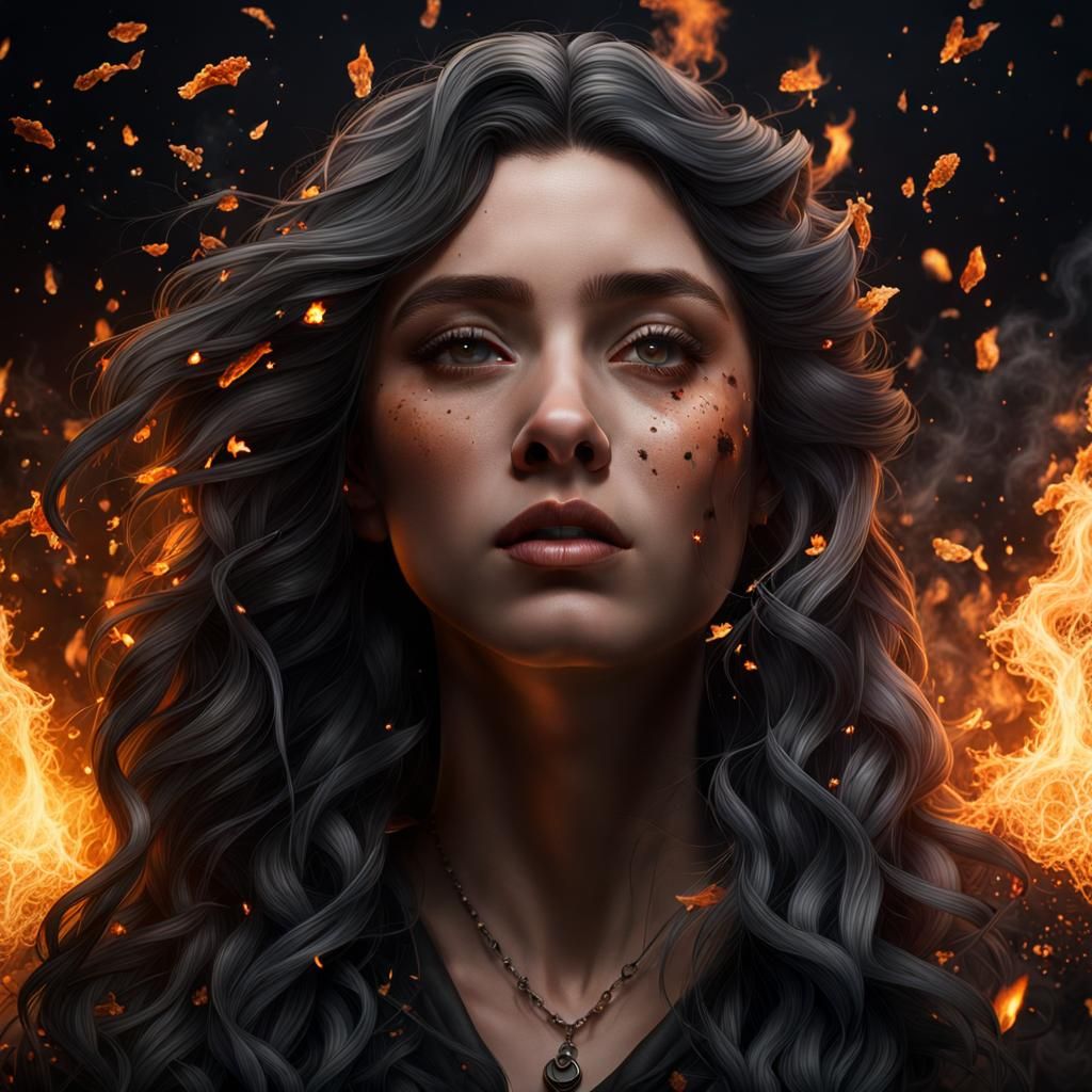 Apocalyptic Witch Burning to Ashes in Hyperrealism