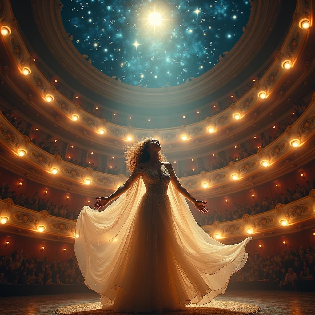 Passionate Singer in Opulent Concert Hall: Digital Matte Pai...