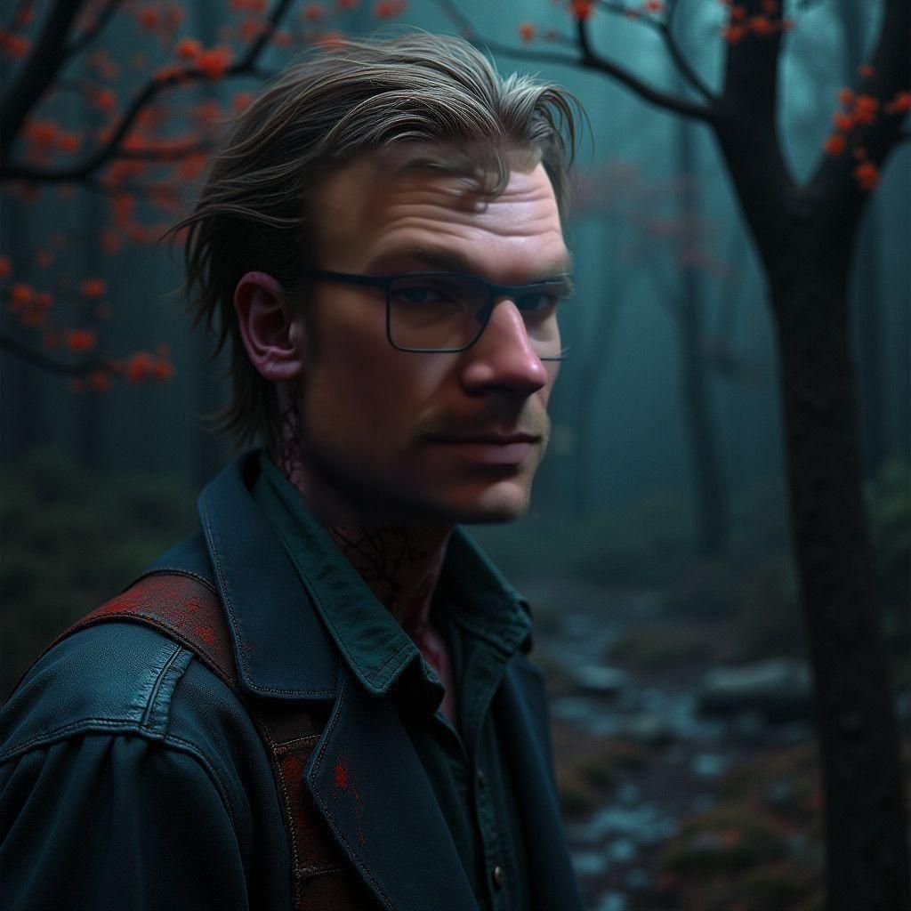 Fantastical Portrait of a Notorious Figure in Deep, Vibrant...