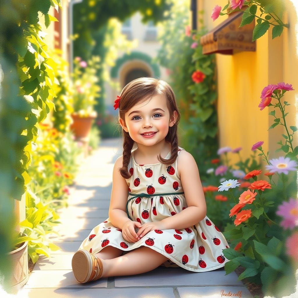 Surreal Garden Scene in French Impressionist Style