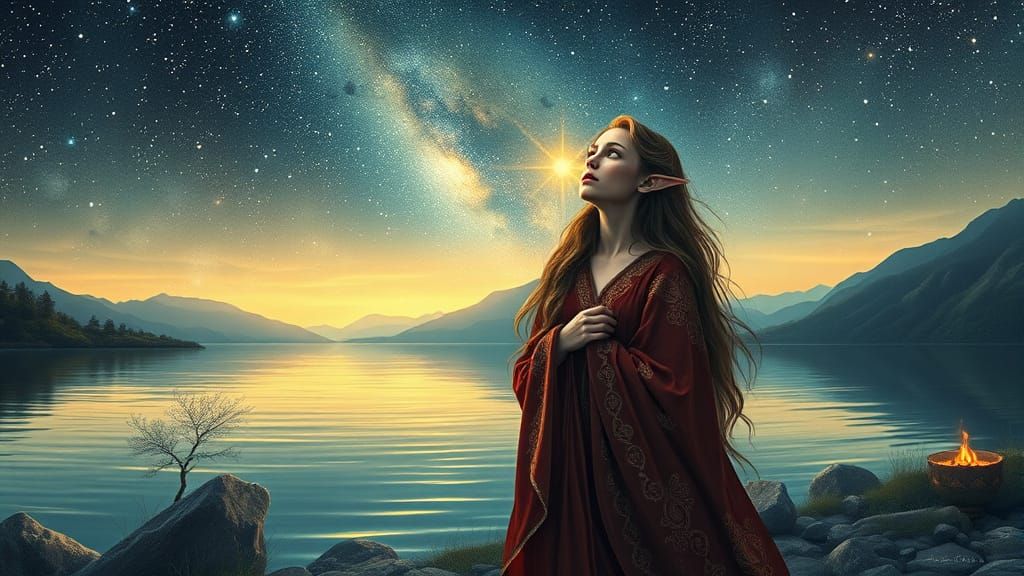 Elves Awaken by Cuiviénen in Art Nouveau Style