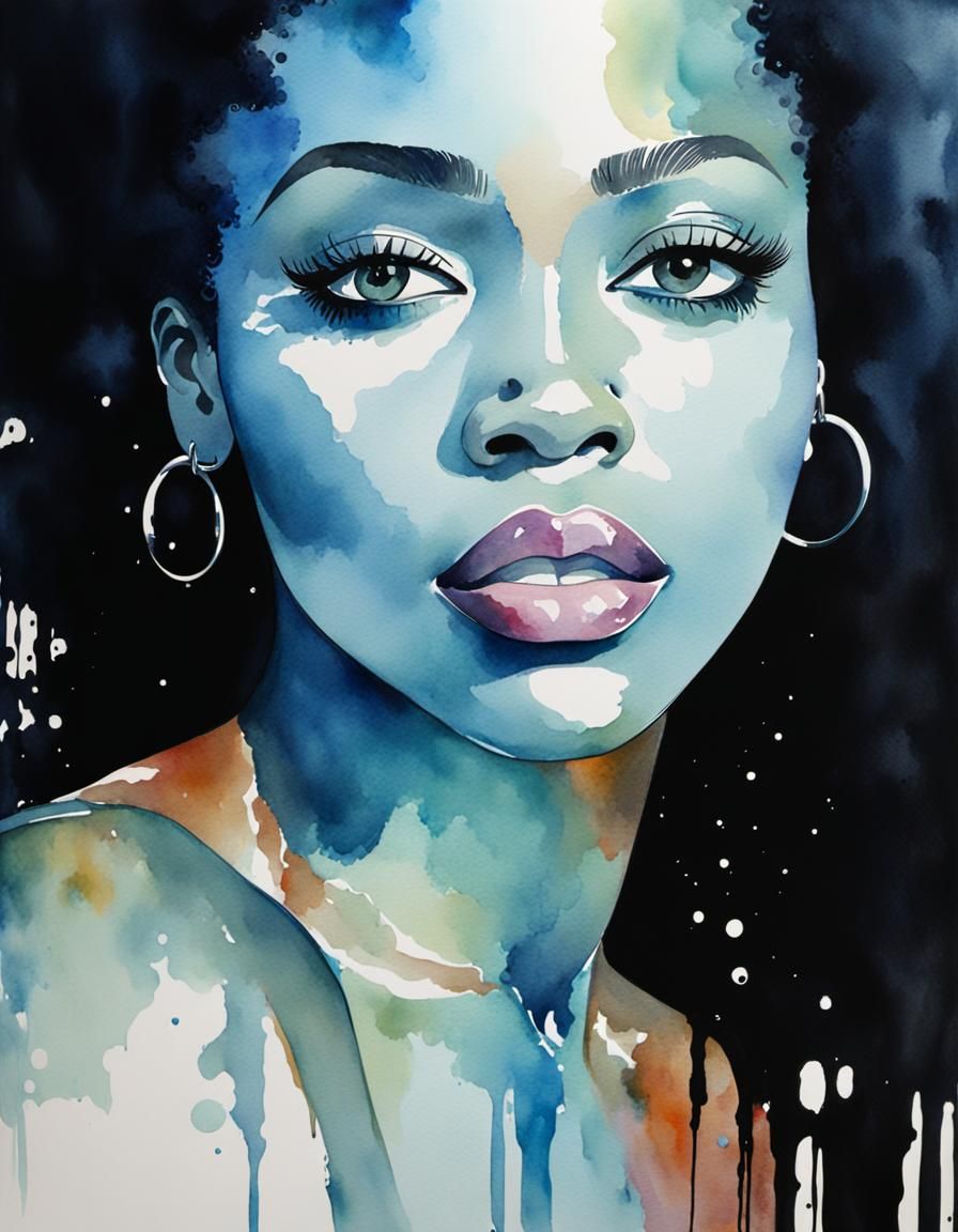 Watercolor Portrait of a Black Woman