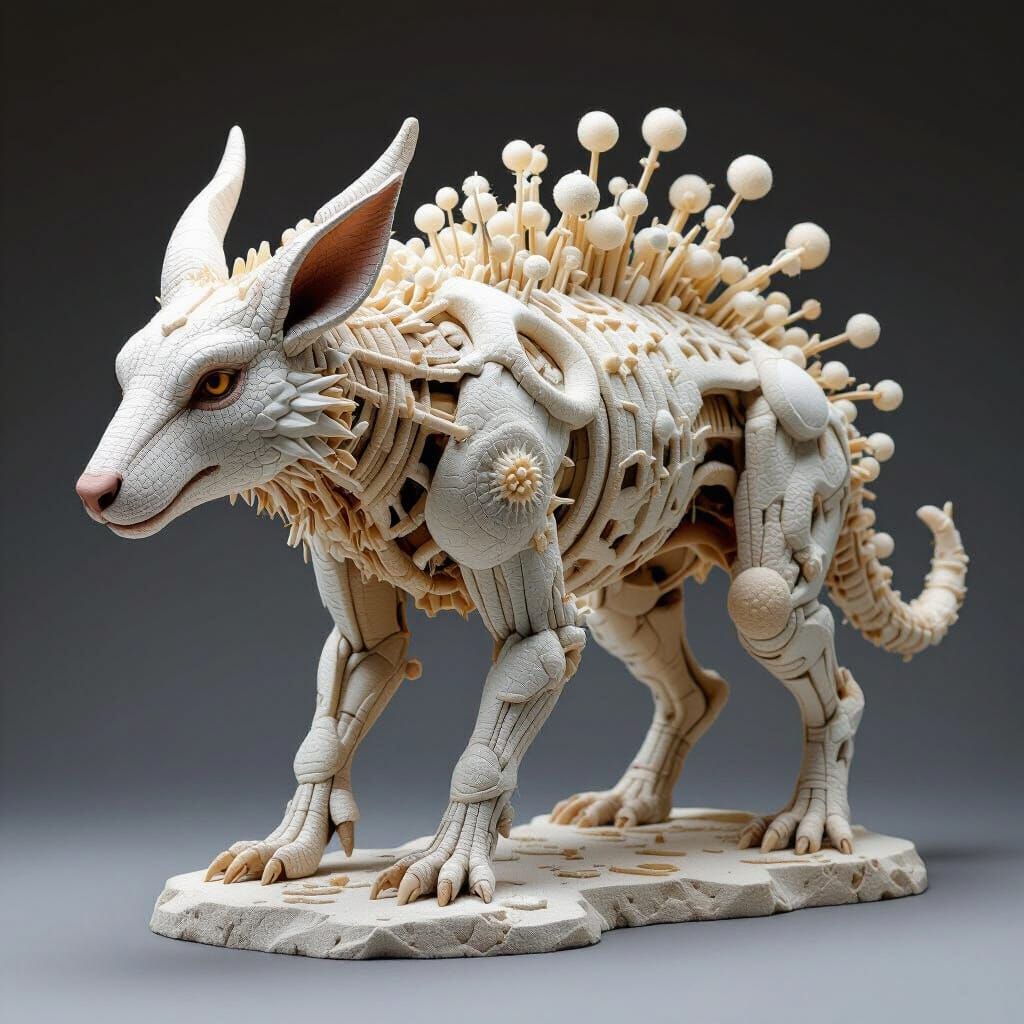 3D Sculpture Blending Animal to Nature in Hyperrealism