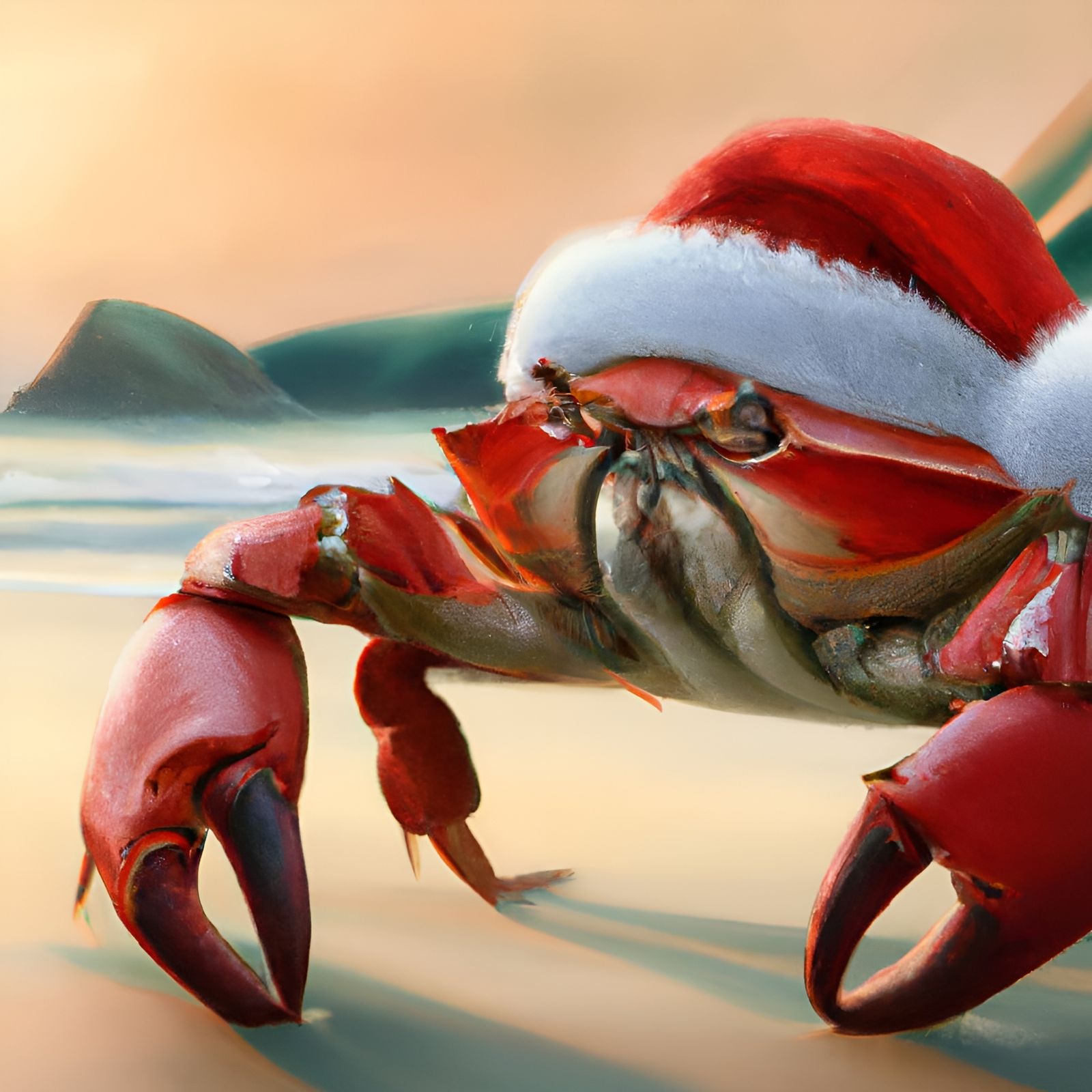 Festive Crab Portrait in Photorealistic Style