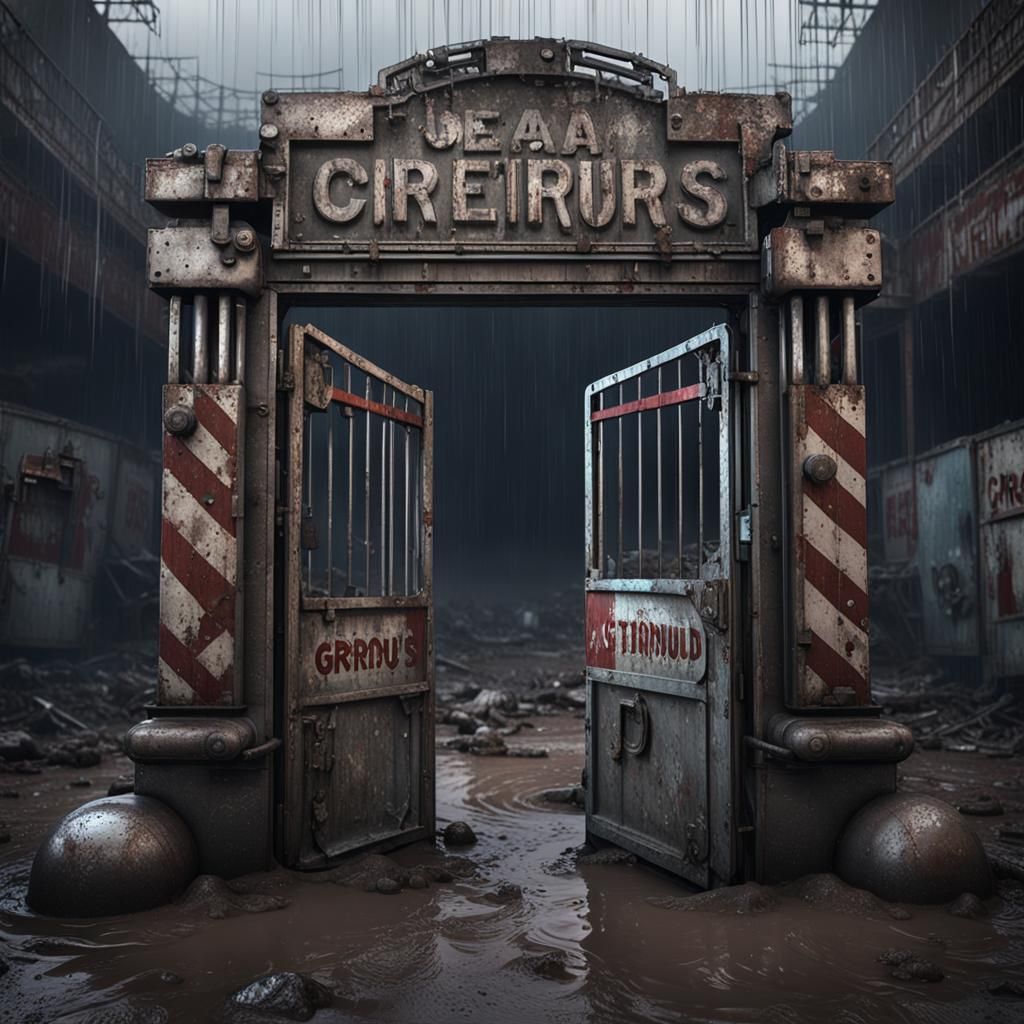 Creepy Abandoned Circus Entrance in Sci-Fi Style
