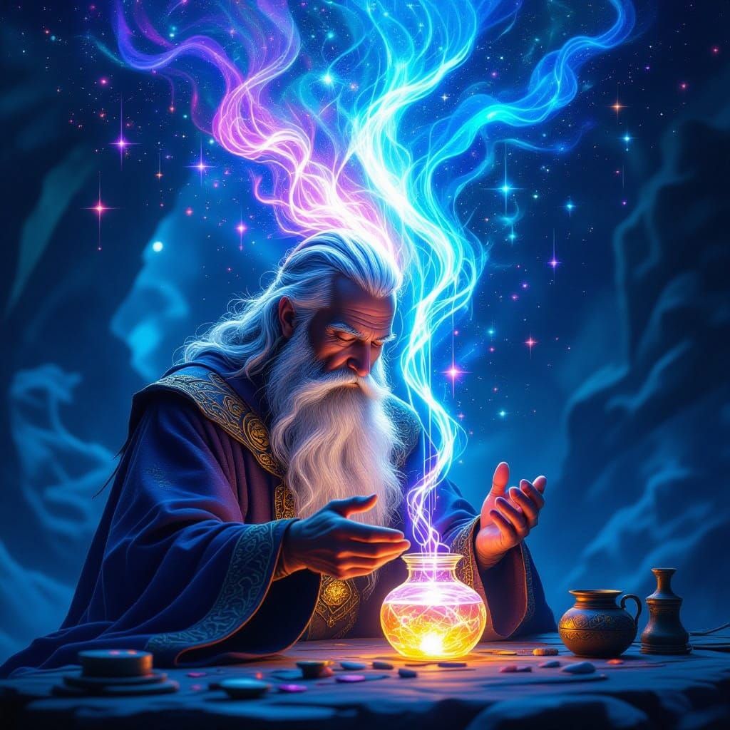 Sorcerer Receives Cosmic Knowledge Through Light Codes