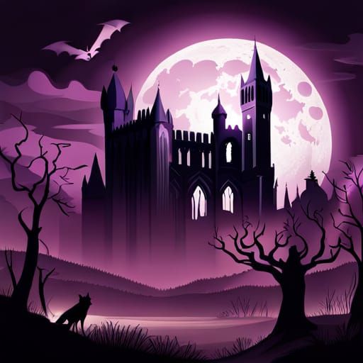 Gothic Fantasy Landscape with Ruined Tower