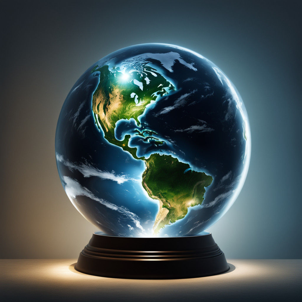 Mysterious Earth Enclosed in a Dark Glass Orb