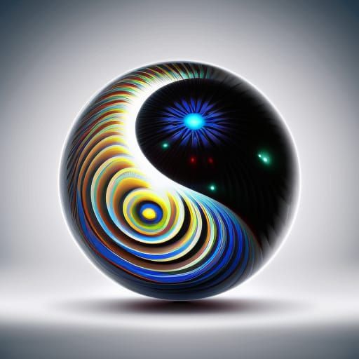 Happiness Reflected: Abstract 3D Glass Sphere Art
