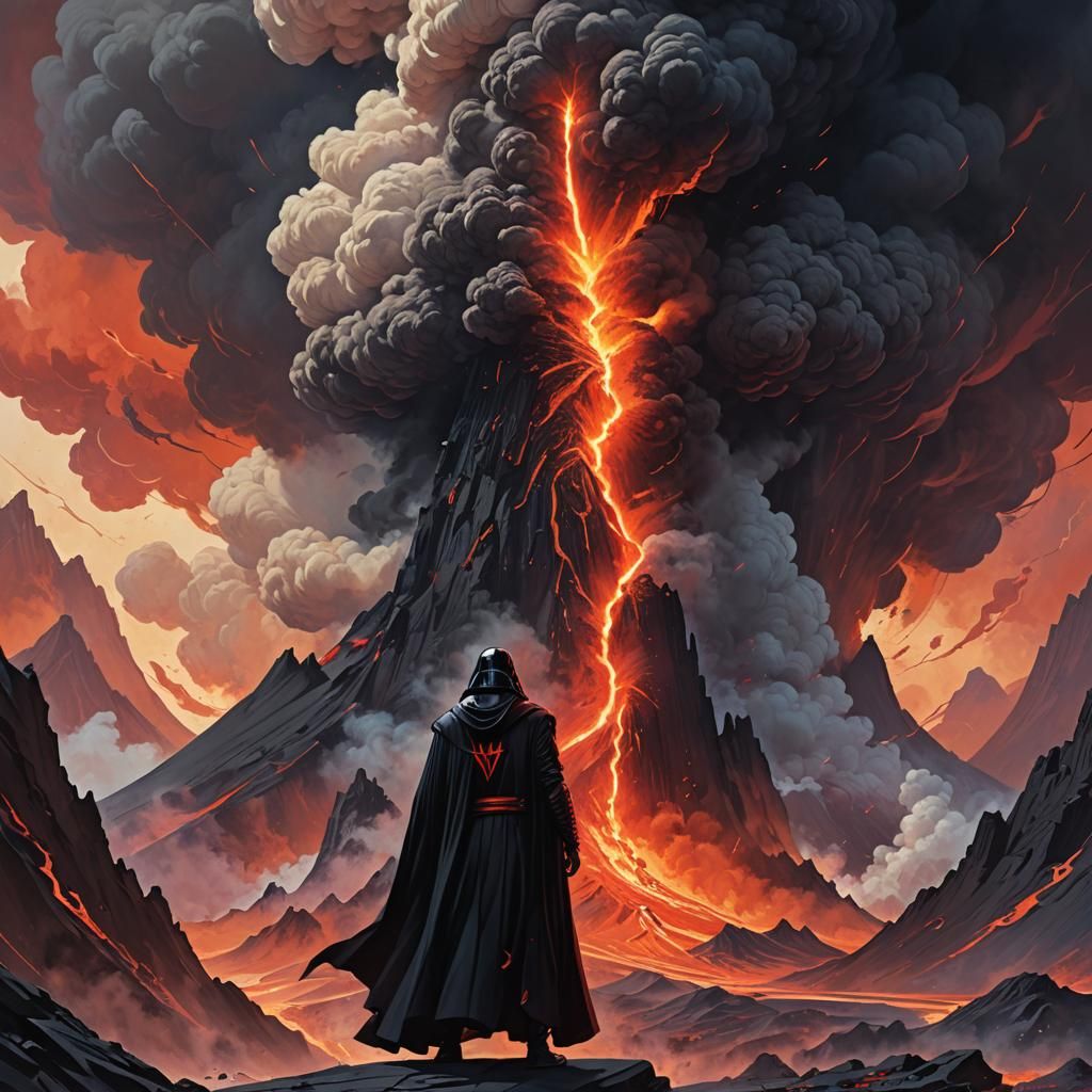 Sith Lord at Volcanic Eruption in Pop Art