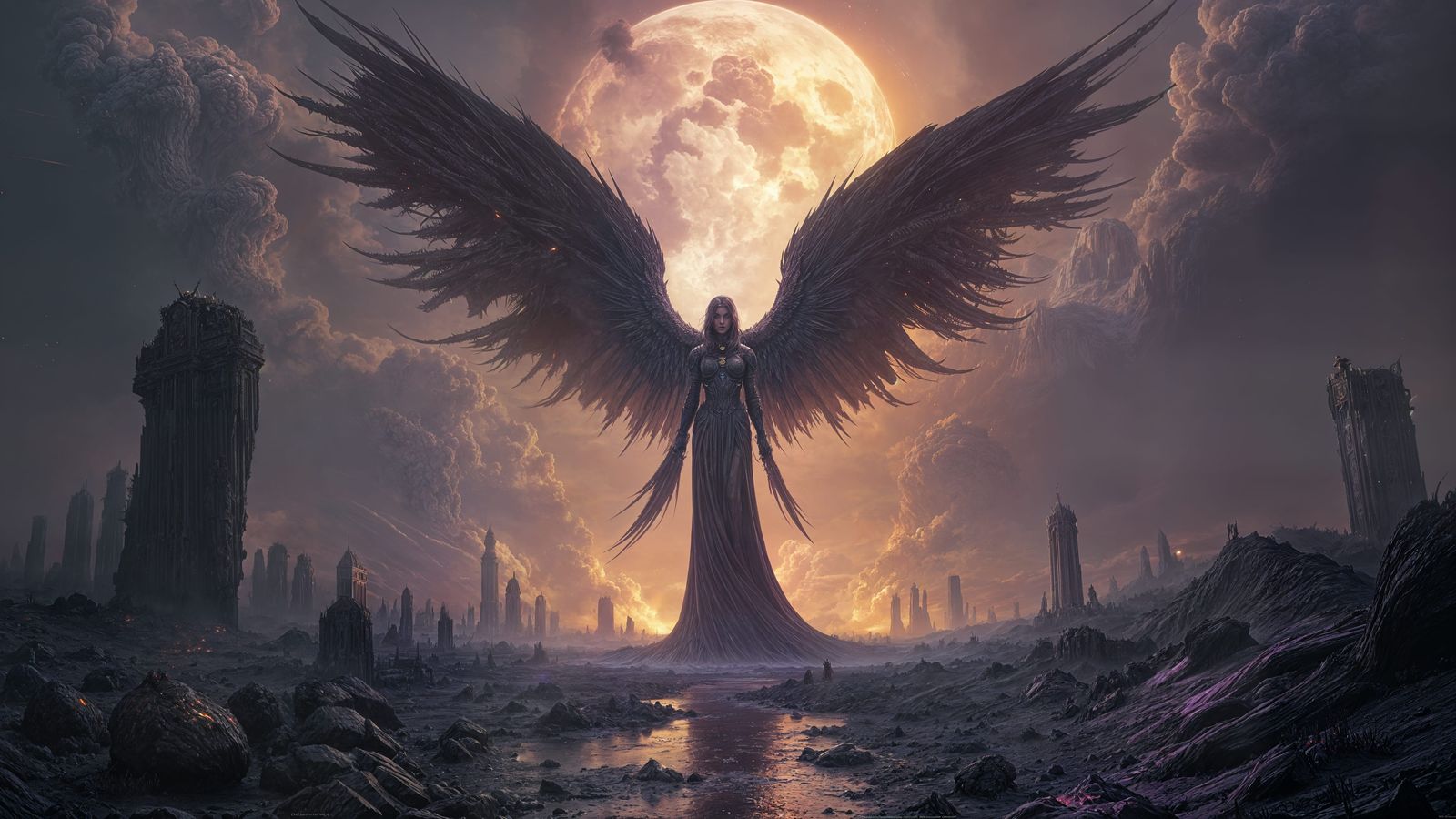 Dark Fantasy Apocalypse God in Dramatic, High-Contrast Style