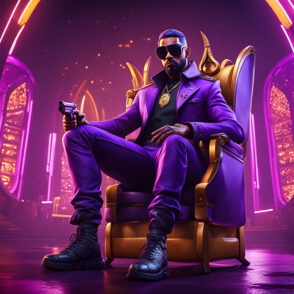 Purple Character on Instagram Icon: Detailed Matte Painting