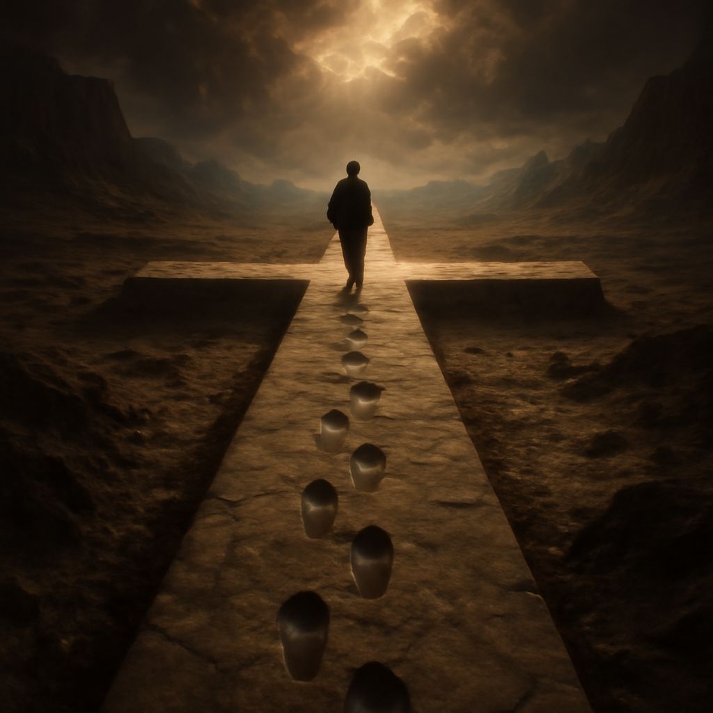 Man Walks Cross Path on Epic Digital Matte Painting