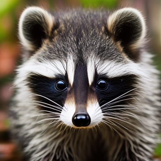 Cute Raccoon in Autumn Forest: Detailed 3D Portrait
