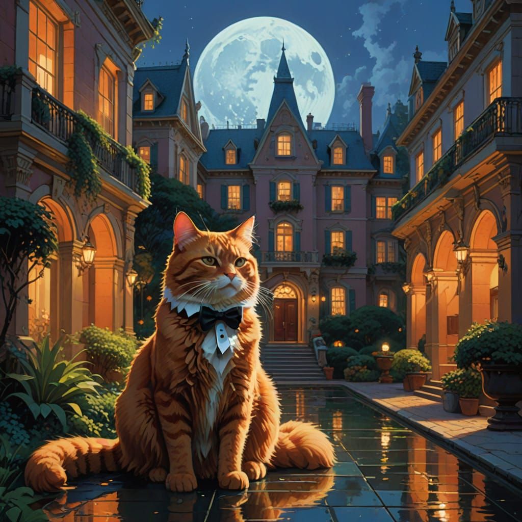 Majestic Feline in a Luxury Oasis