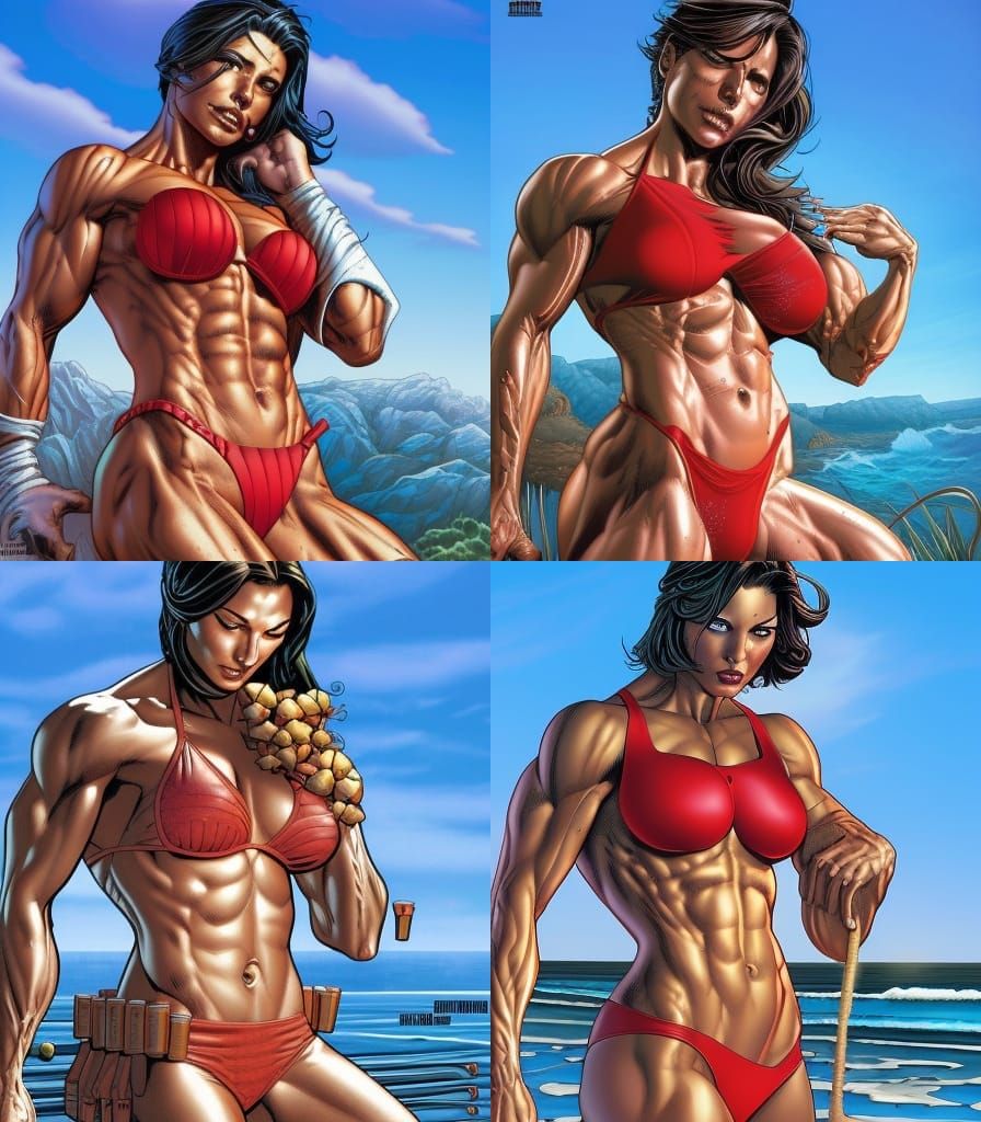 Muscular Latina Comic Book Art
