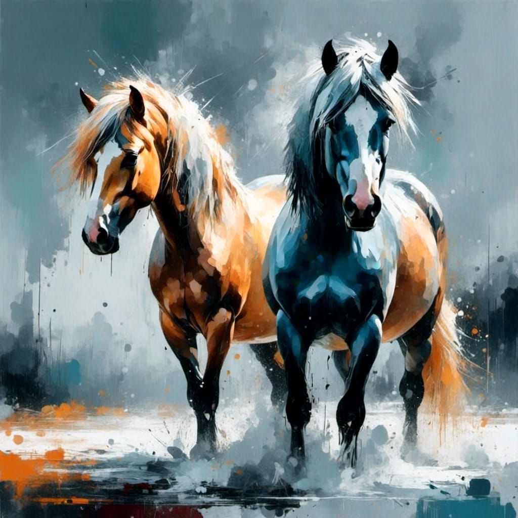 Snow Scene in Lyrical Abstract Digital Art