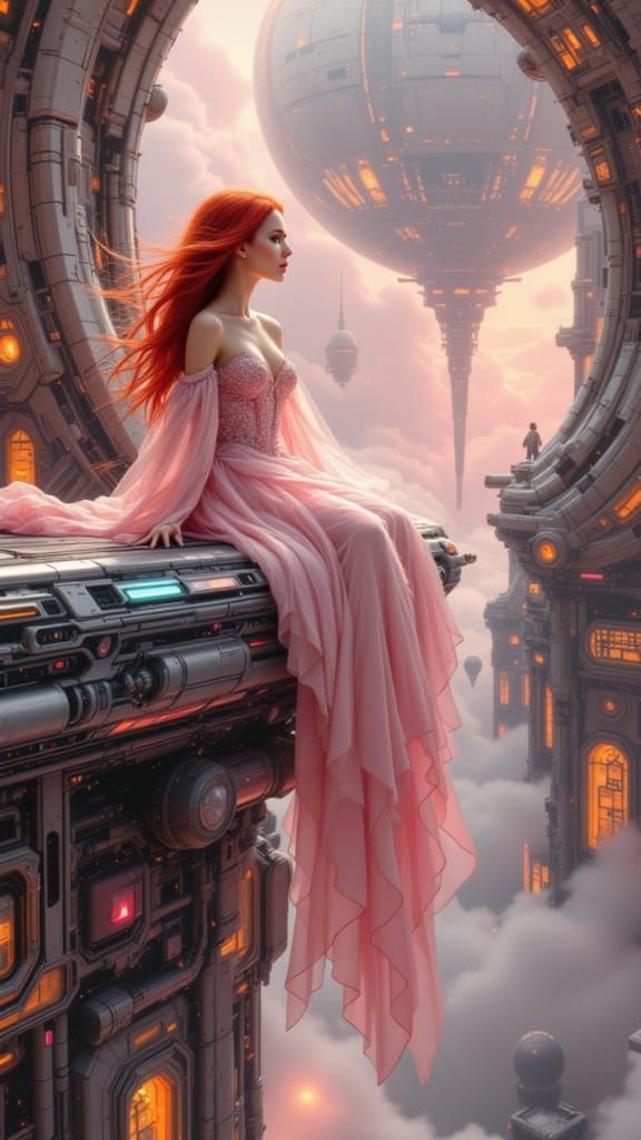 Sci-Fi Woman in Space, Pre-Raphaelite Style