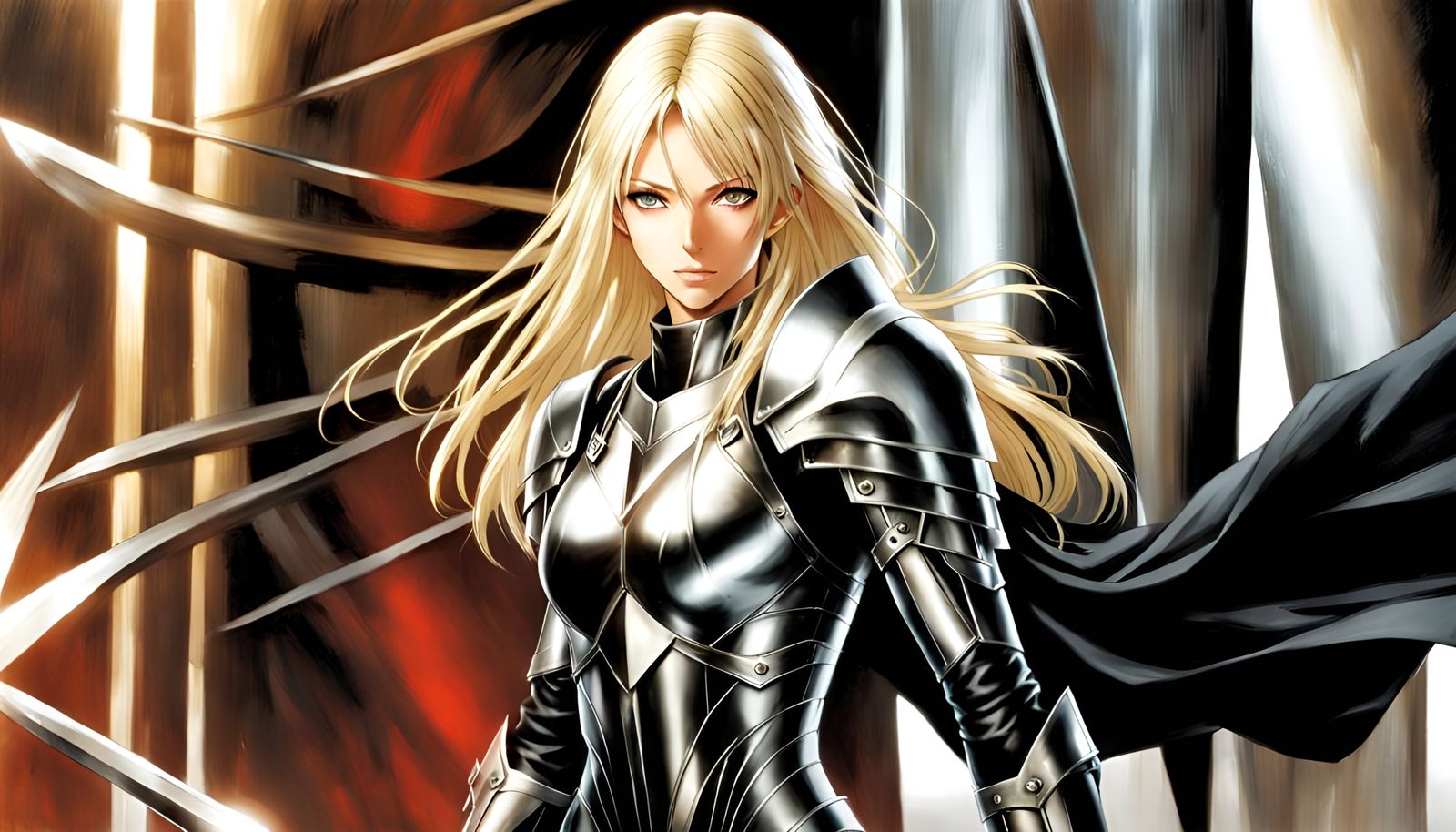 Fearless Female Warrior Draws Claymore Sword