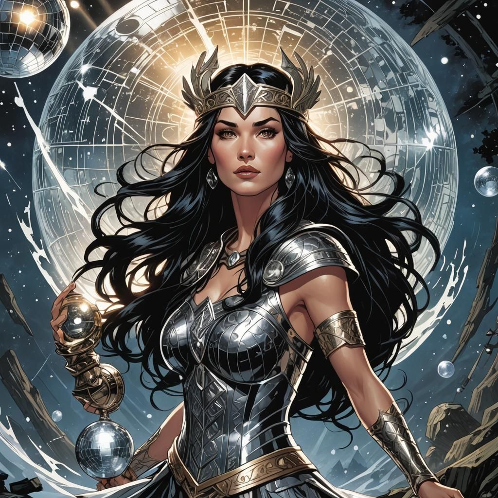 Norse Goddess Sif with Magic Mirrorball in Comic Art