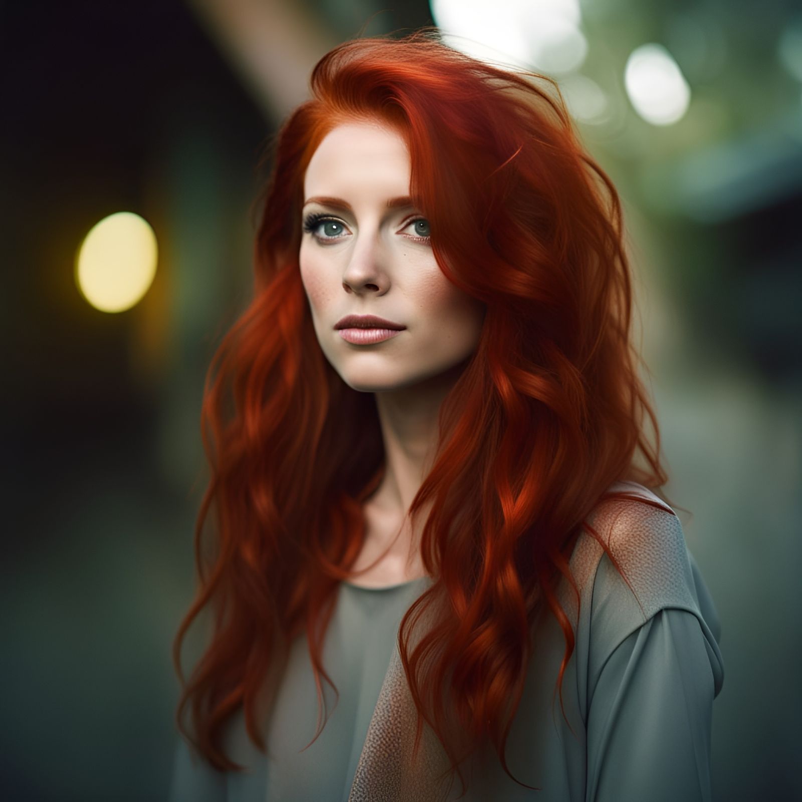 Redhead Woman Portrait with Powder Paint Effect