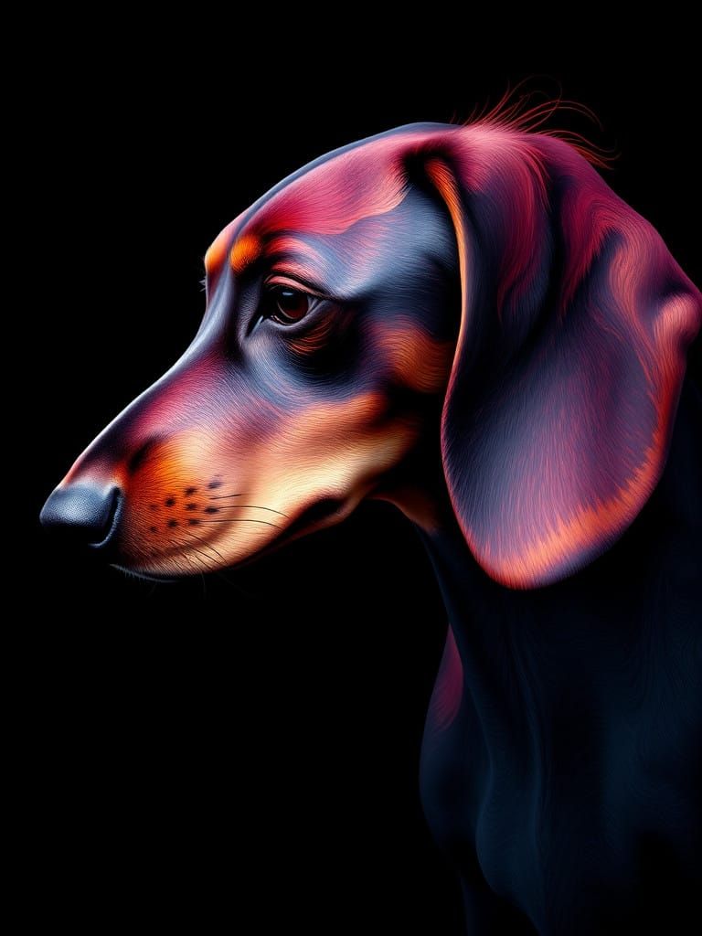 Hyperrealistic Dachshund Portrait in Vibrant Colors