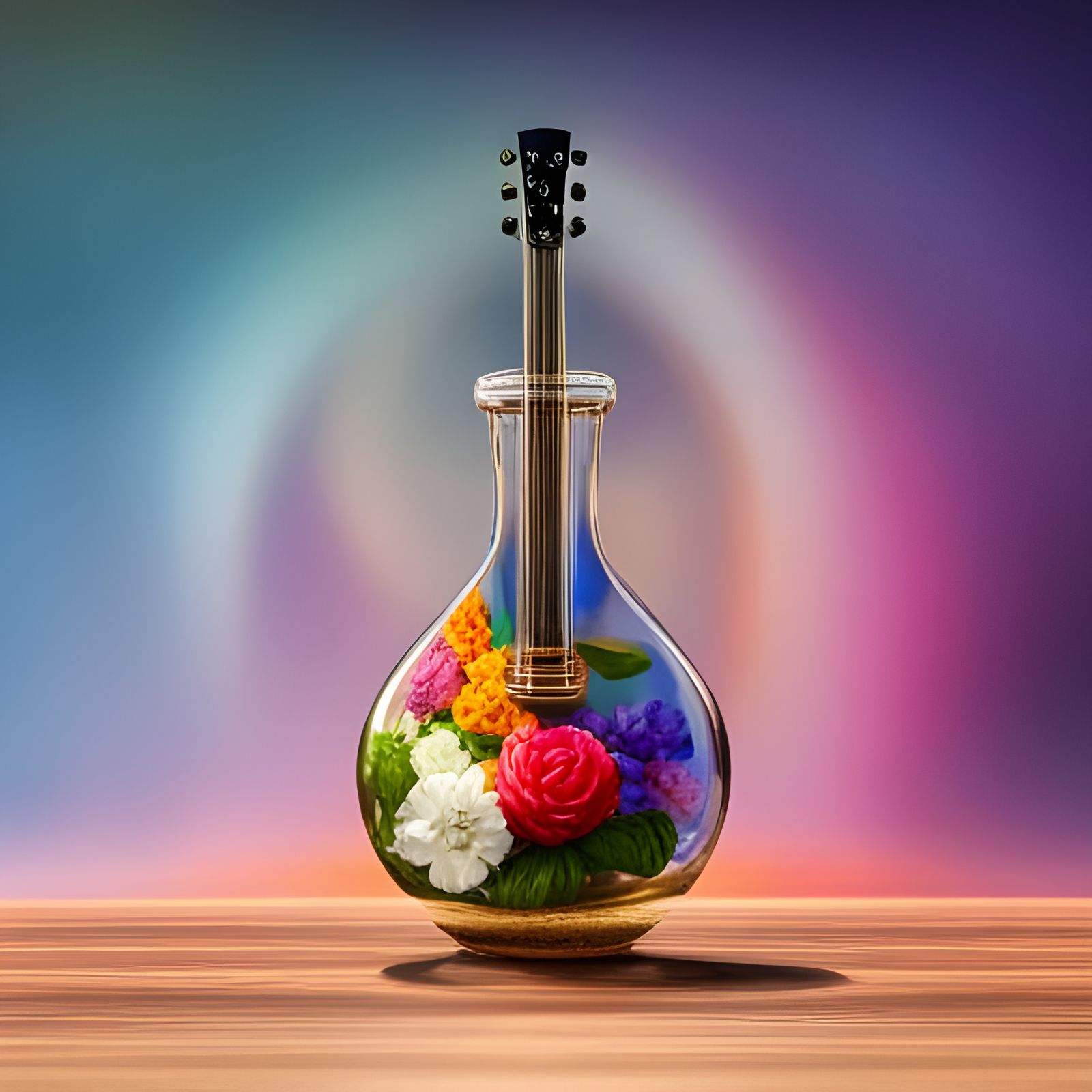 Guitar in a Bottle: Colorful Graffiti Art