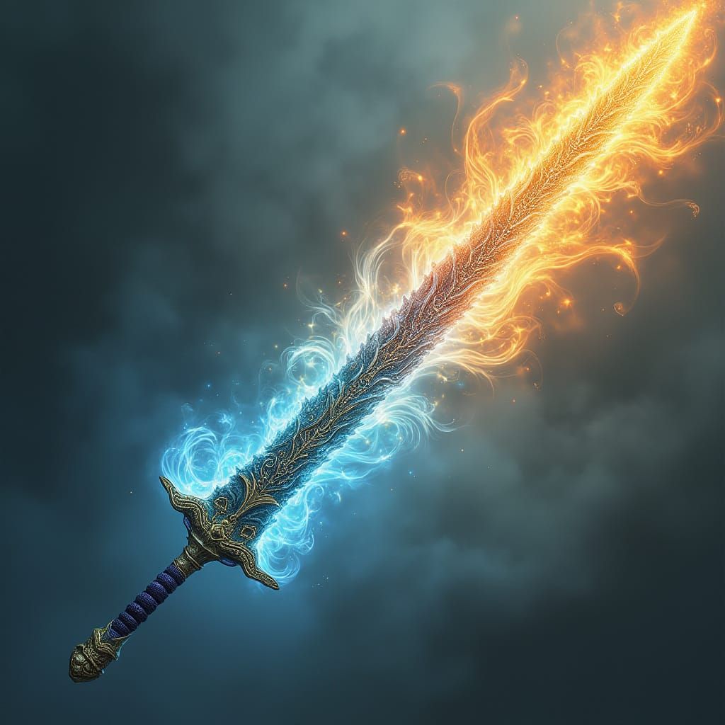 Sword of the Four Elements in Asian Fantasy Style