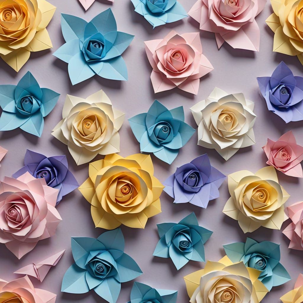 Origami Garden Blooms in Watercolor-Inspired Pastels