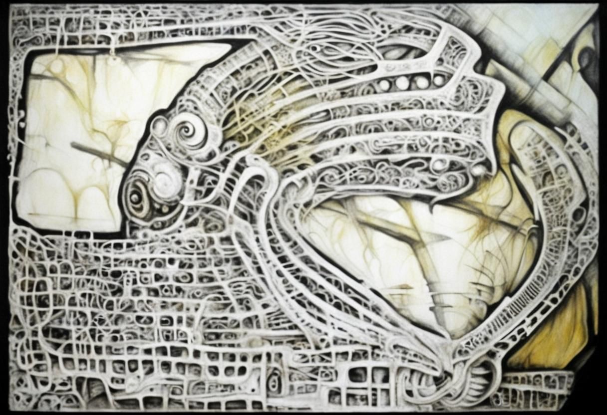 Detailed Gothic Graffiti Art in Giger Style