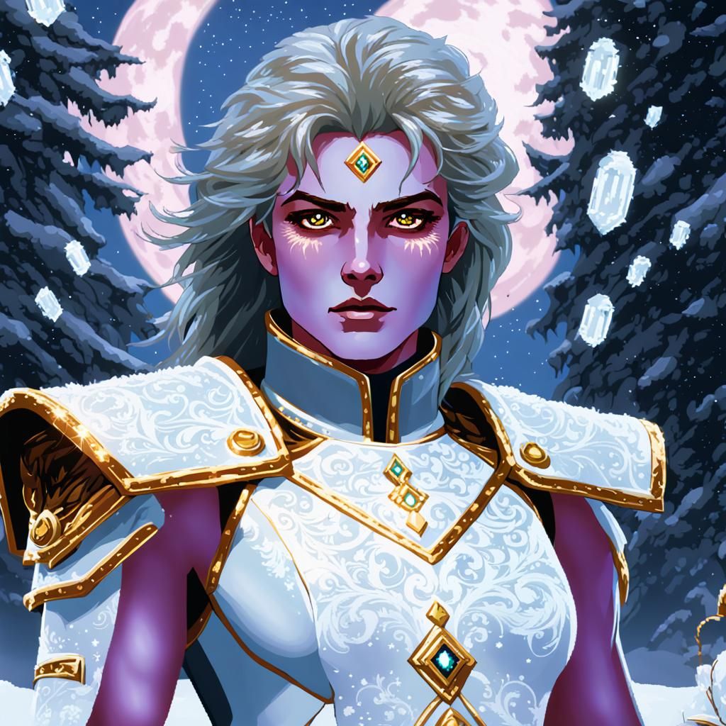 Pixel Art Frost Knight Face in 80s JRPG Style