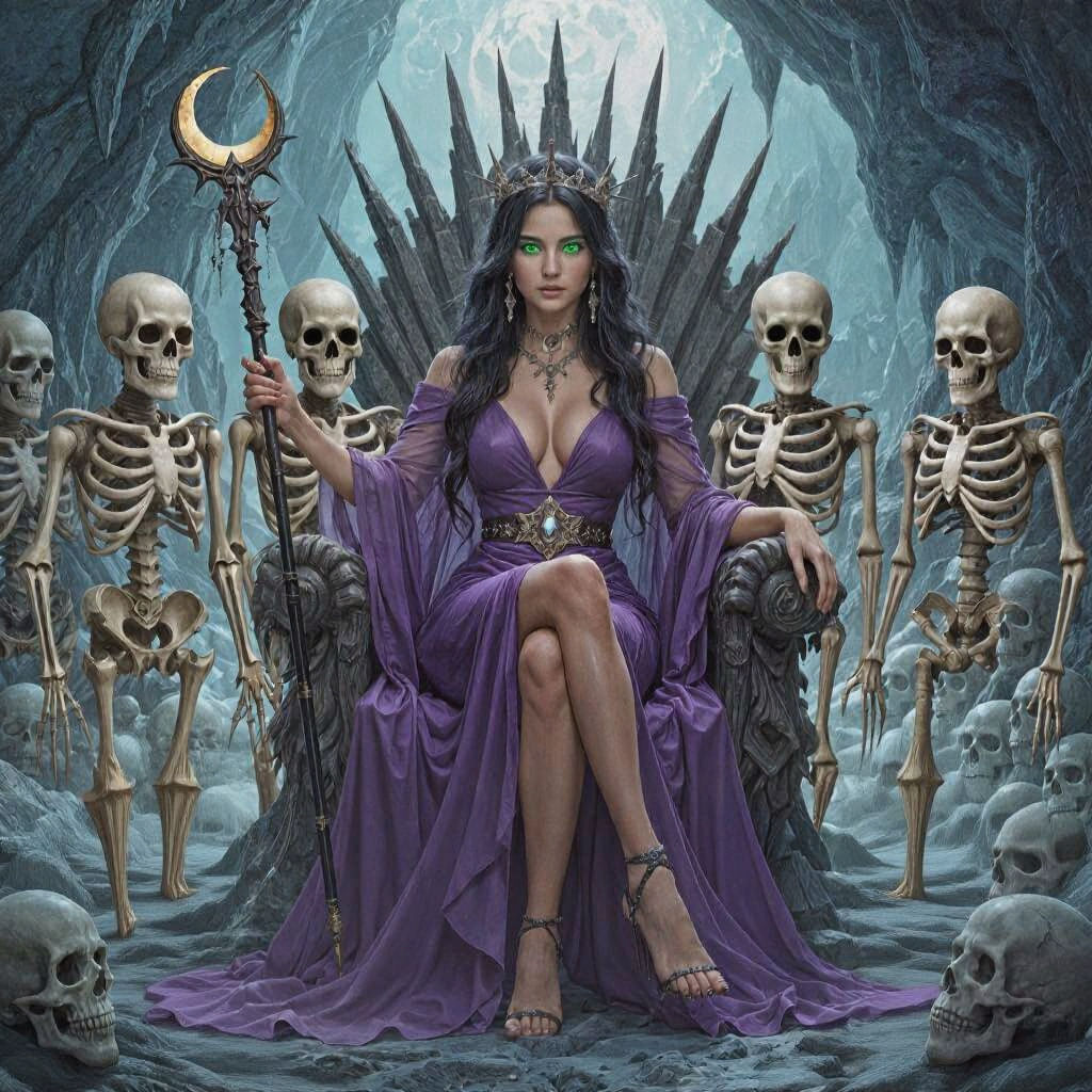 Crystal Cavern Queen with Wolves and Scepter